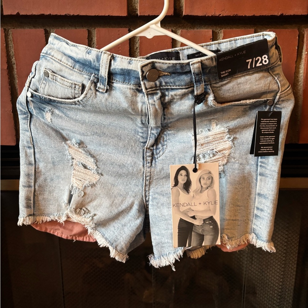 Kendall & Kylie Light Blue Distressed Denim Shorts